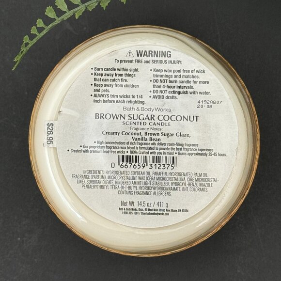 BBW Brown Sugar Coconut Bath & Body Works 3 Wick Candle - Picture 10 of 10